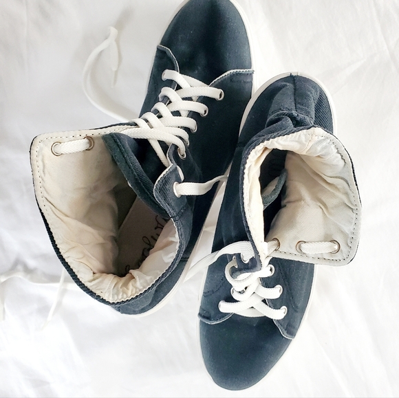 Vintage Washed Black Canvas Platform Lace-ups Made In Italy 39 - Picture 6 of 10